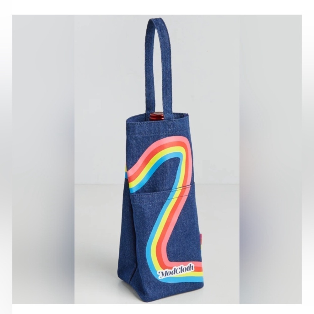 ModCloth Blue Denim Wine Tote, NEW!